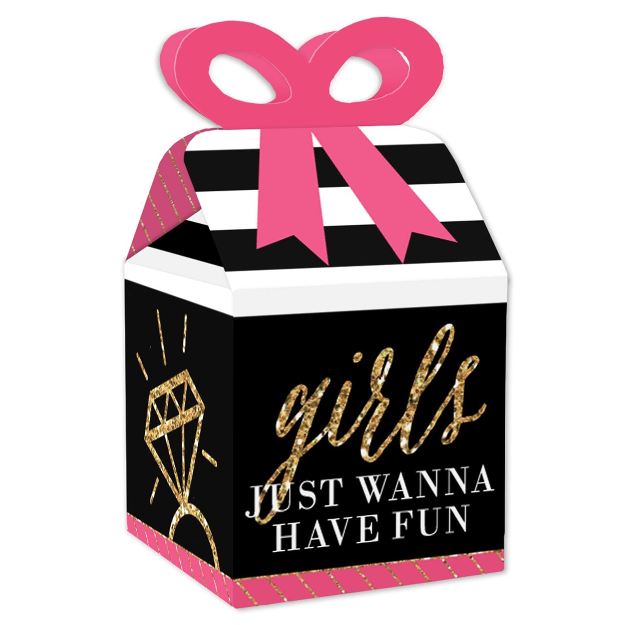 Big Dot of Happiness Girls Night Out - Square Favor Gift Boxes - Bachelorette Party Bow Boxes - Set of 12